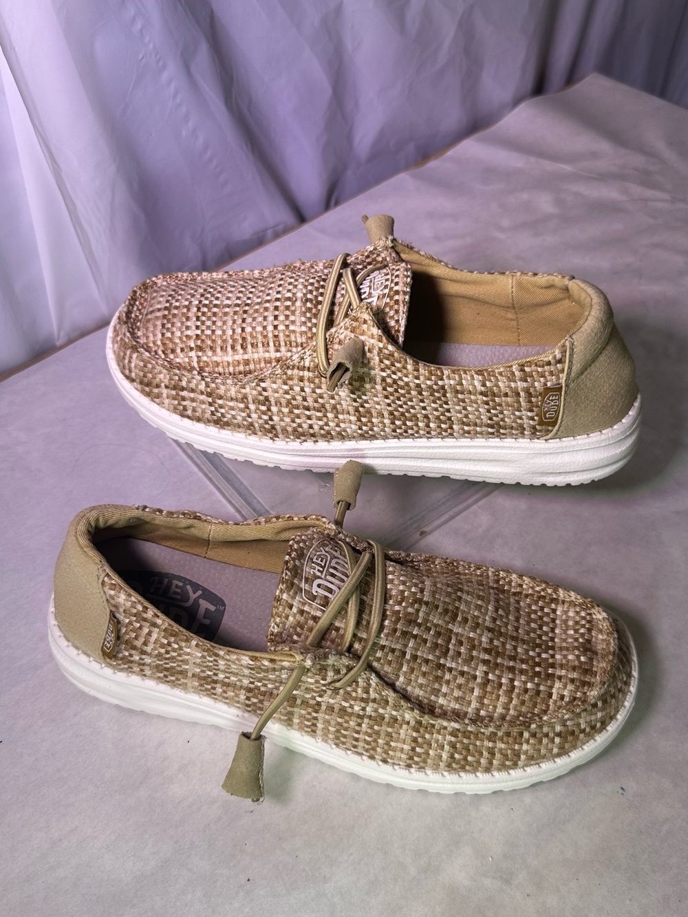 Hey Dude Tan Woven Slip-On Loafers